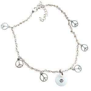 Peace Sign Anklet - Anklets- Disc Anklet- Hand Stamped Jewelry - Boho Jewelry